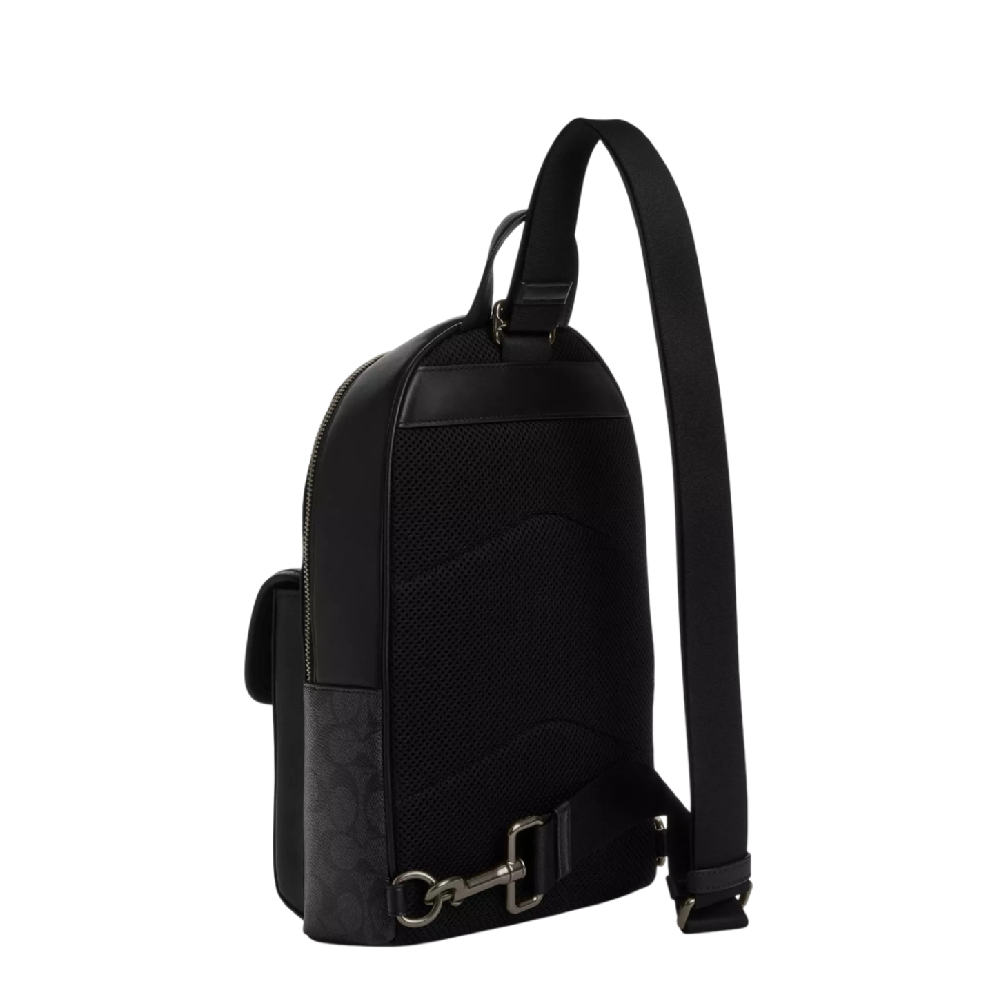 Bandolera Coach Turnlock Sling Pack In Signature Canvas Charcoal Black