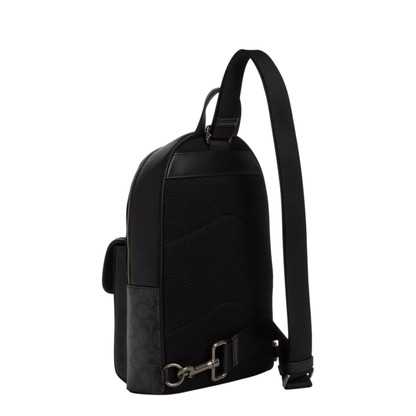 Bandolera Coach Turnlock Sling Pack In Signature Canvas Charcoal Black