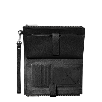 Cartera Michael Kors Jet Set Large Leather Smartphone Wristlet Wallet Black