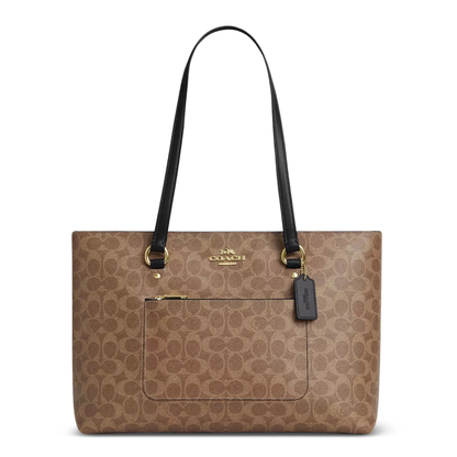 Bolsa Coach Station Tote Bag In Signature Canvas Tan Black