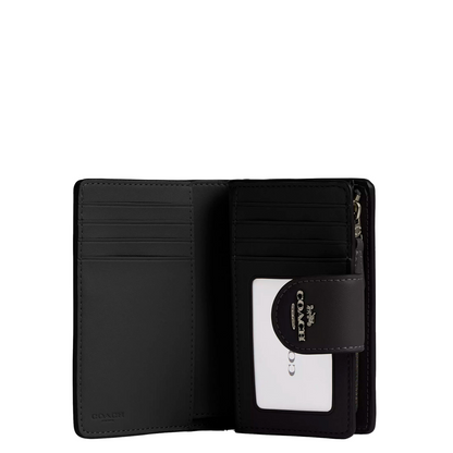 Cartera Coach Medium Corner Zip Wallet In Signature Canvas Charcoal Black