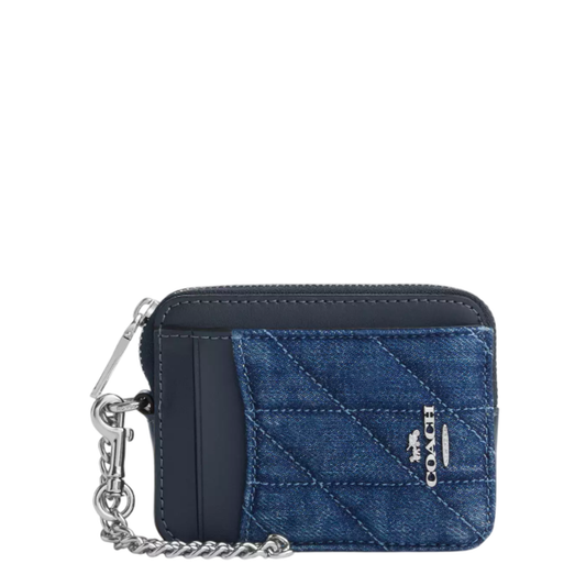 Monedero Coach Zip Card Case With Quilting Denim