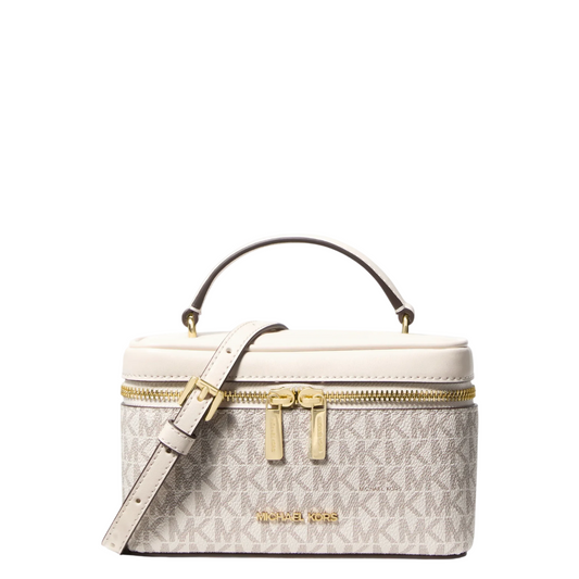 Bolsa Michael Kors Vivi Small Signature Logo Vanity Crossbody Bag Light Cream Multi