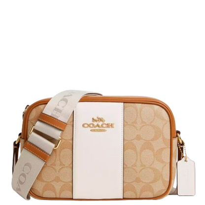 Bolsa Coach Jamie Camera Bag In Signature Canvas With Stripe Light Khaki