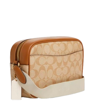 Bolsa Coach Jamie Camera Bag In Signature Canvas With Stripe Light Khaki