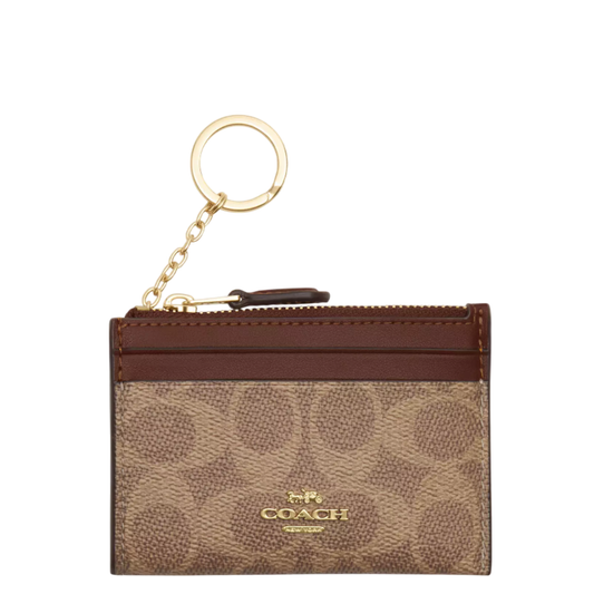 Tarjetero Coach Mini Skinny Id Case In Signature CanvasTan Brown