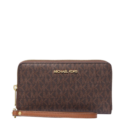 Cartera Michael Kors Jet Set Logo Smartphone Wristlet Brown