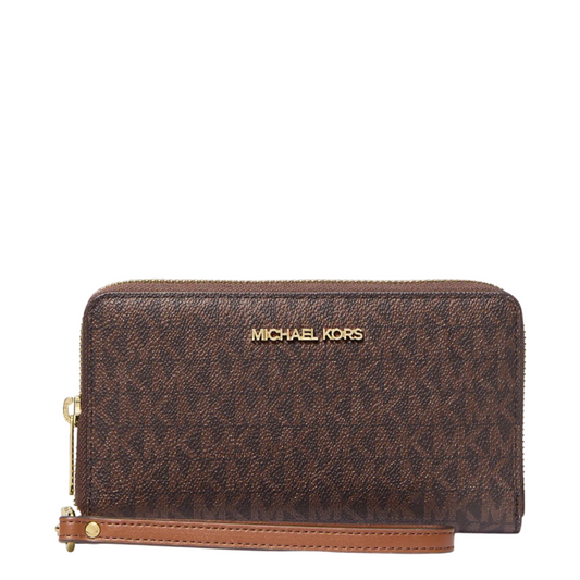 Cartera Michael Kors Jet Set Logo Smartphone Wristlet Brown