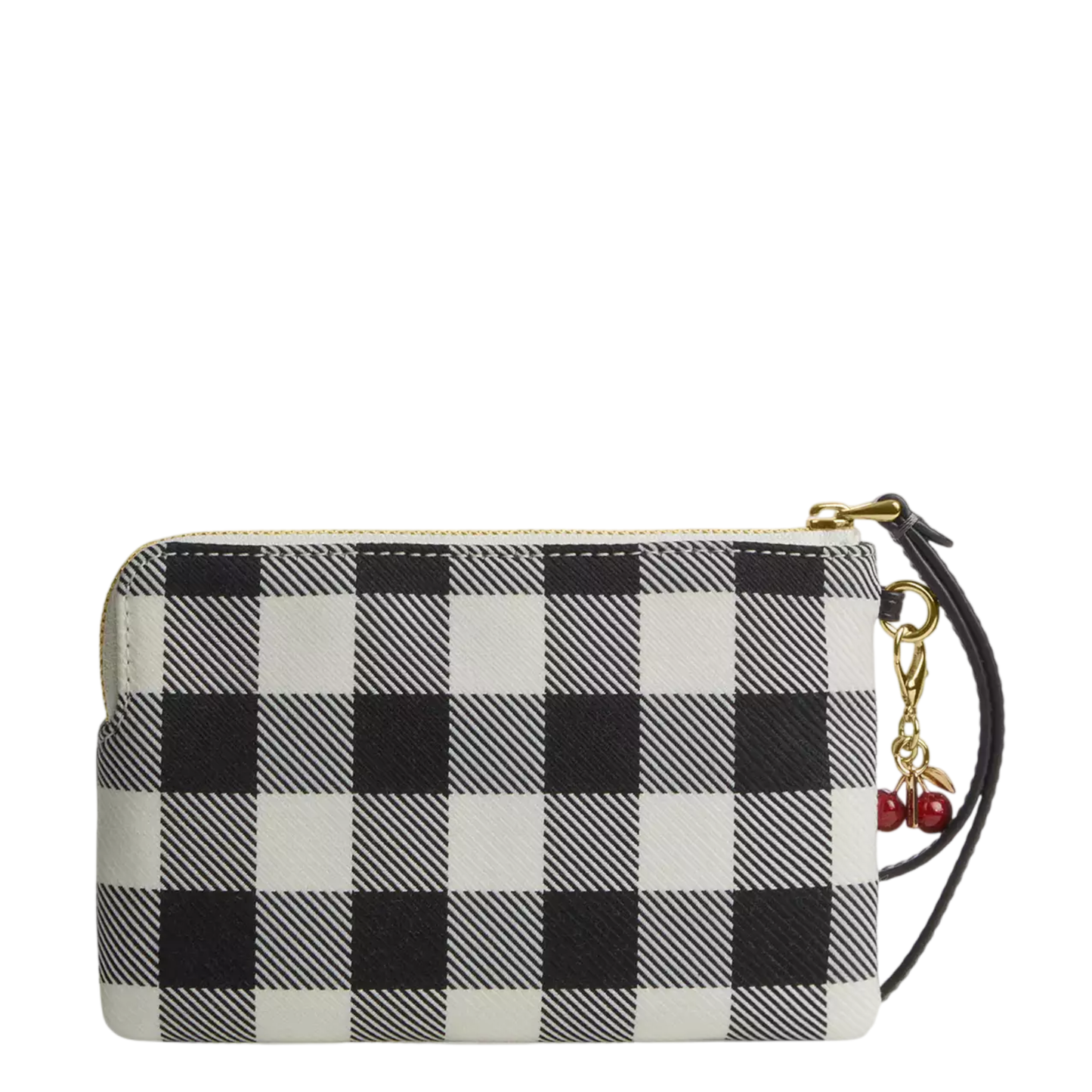 Monedero Coach Corner Zip Wristlet With Gingham Print And Charm Black Multi