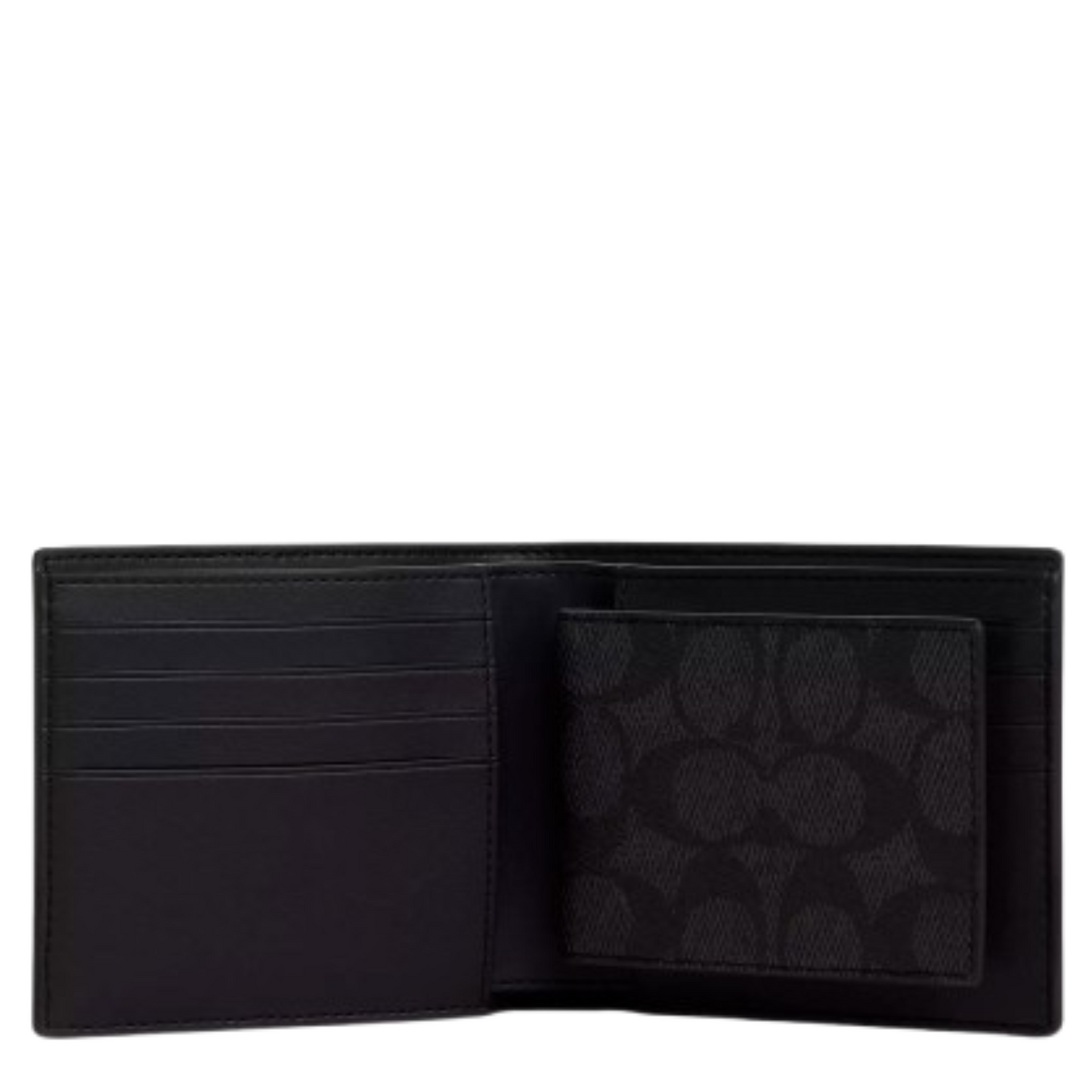 Cartera Coach Boxed 3 in 1 Wallet Gift Set In Signature Canvas Charcoal Black