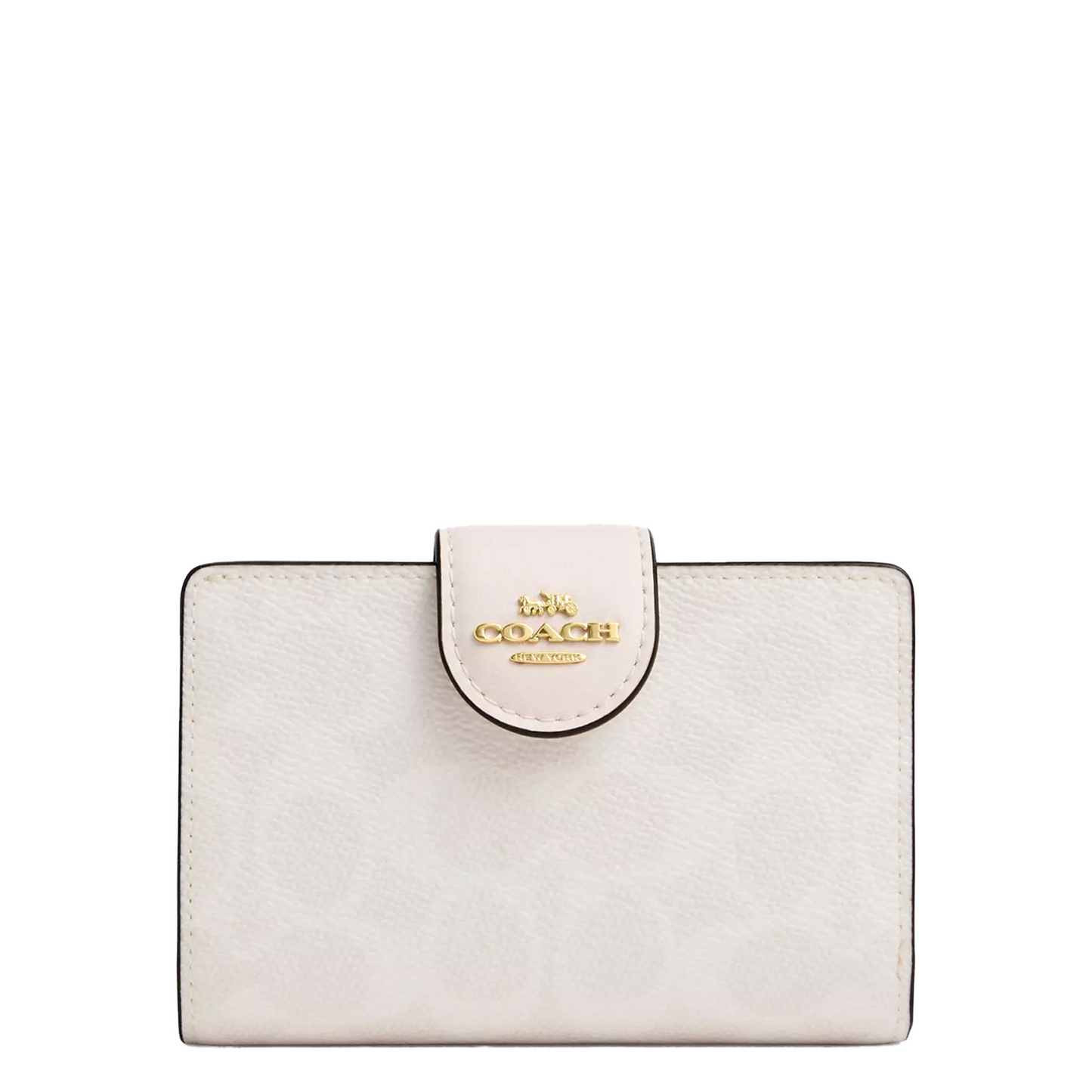 Cartera Coach Medium Corner Zip Wallet In Signature Canvas White Chalk