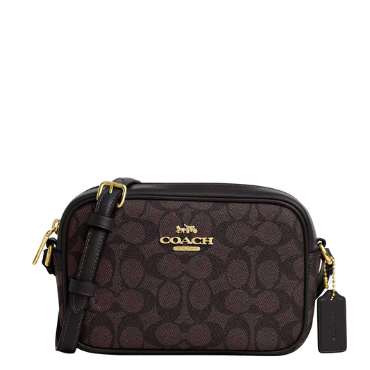 Bolsa Coach Mini Jamie Camera Bag In Signature Canvas Walnut Black