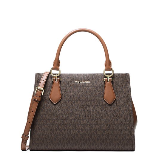 Bolsa Michael Kors Marilyn Medium Signature Logo Convertible Satchel Brown