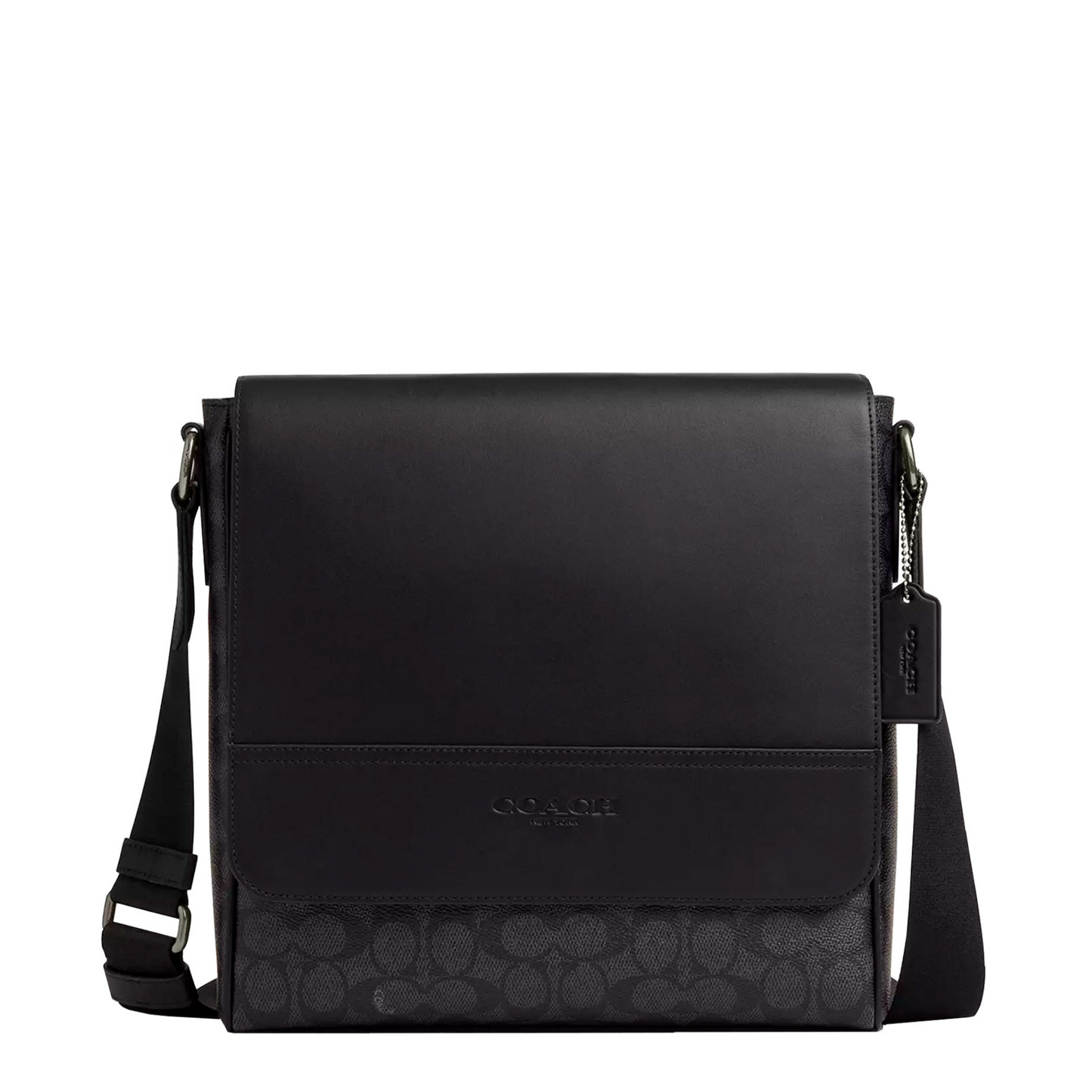 Bandolera Coach Houston Map Bag In Signature Canvas Black