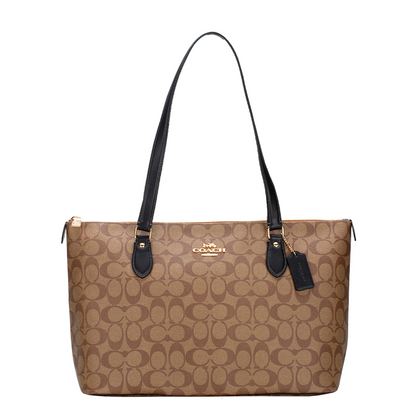 Bolsa Coach Gallery Tote In Signature Canvas Brown Black