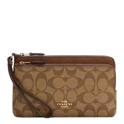 Mondero Coach Double Zip Wallet In Signature Canvas