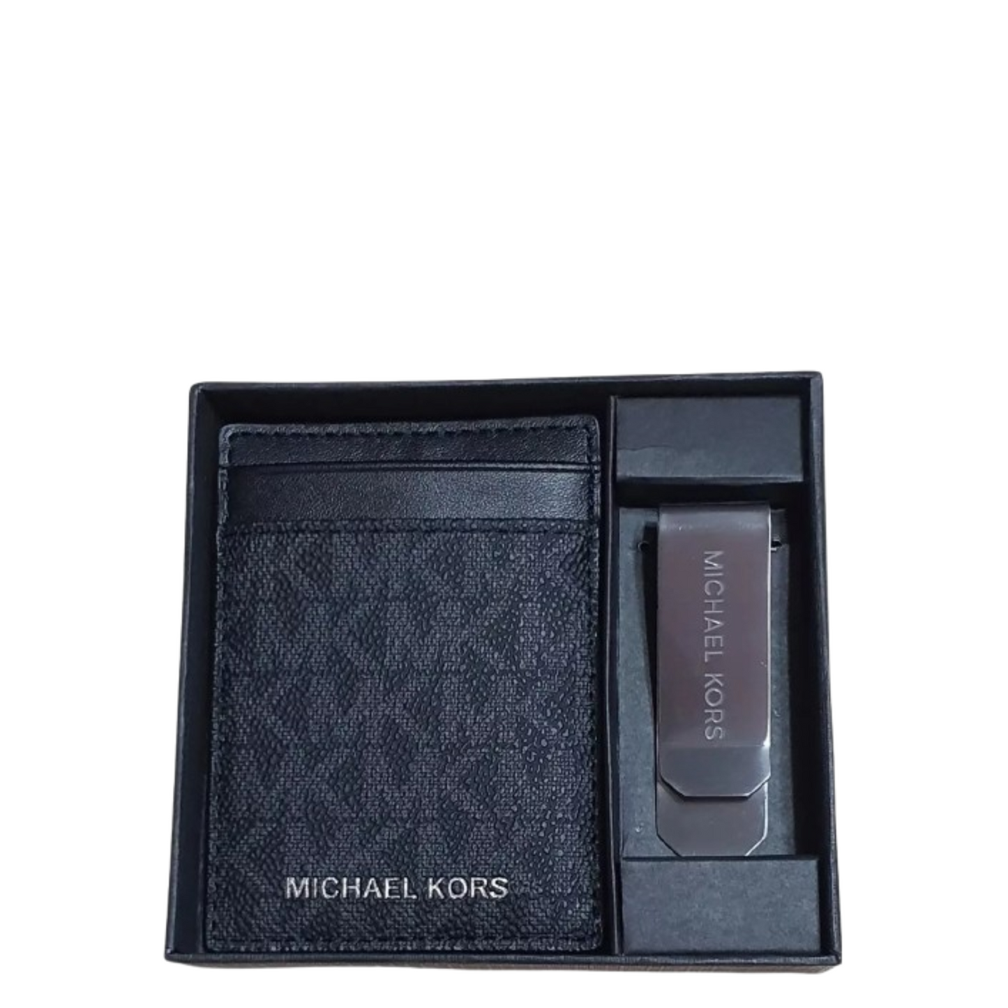 Tarjetero Michael Kors Logo Card Case with Bill Clip Black