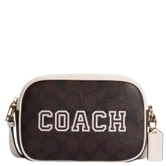 Bolsa Coach Mini Jamie Camera Bag In Signature Canvas With Varsity Motif