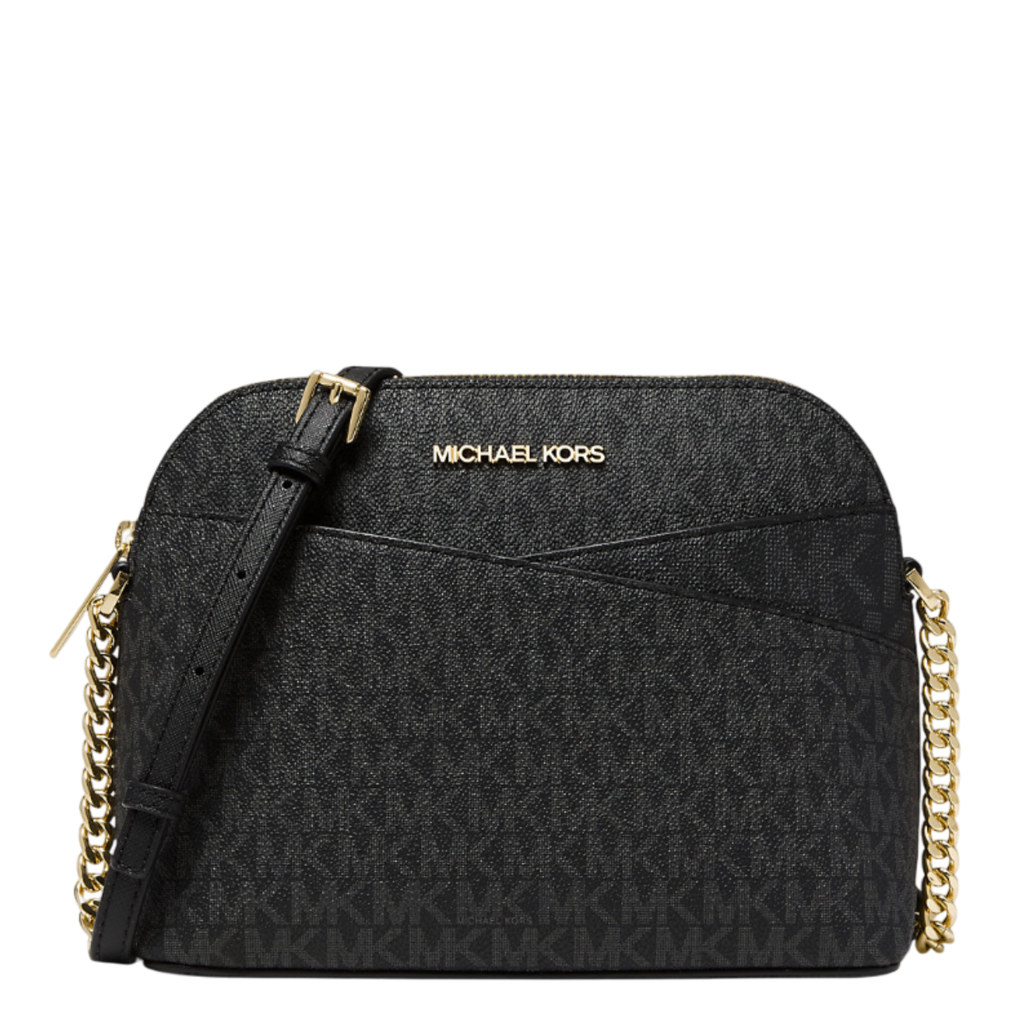 Bolsa Michael Kors Jet Set Travel Medium Logo Dome Crossbody Bag Black