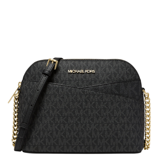 Bolsa Michael Kors Jet Set Travel Medium Logo Dome Crossbody Bag Black