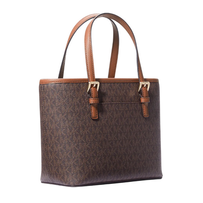 Bolsa Michael Kors Jet Set Travel Extra-Small Logo Top-Zip Tote Bag Brown