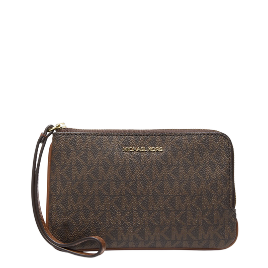 Monedero Michael Kors Jet Set Travel Small Signature Logo Wristlet Brown
