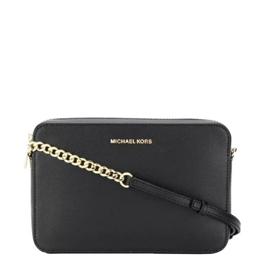 Bolsa Michael Kors Jet Set Large Saffiano Leather Crossbody Bag Black