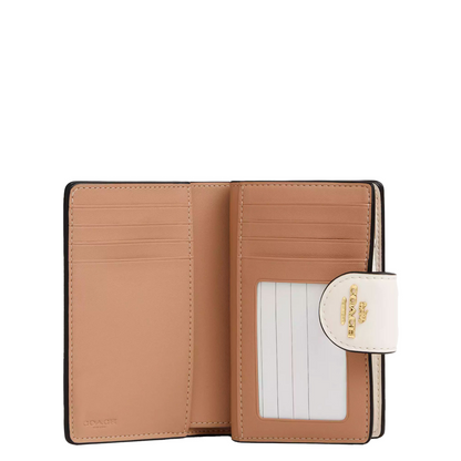 Cartera Coach Medium Corner Zip Wallet In Signature Canvas White Chalk