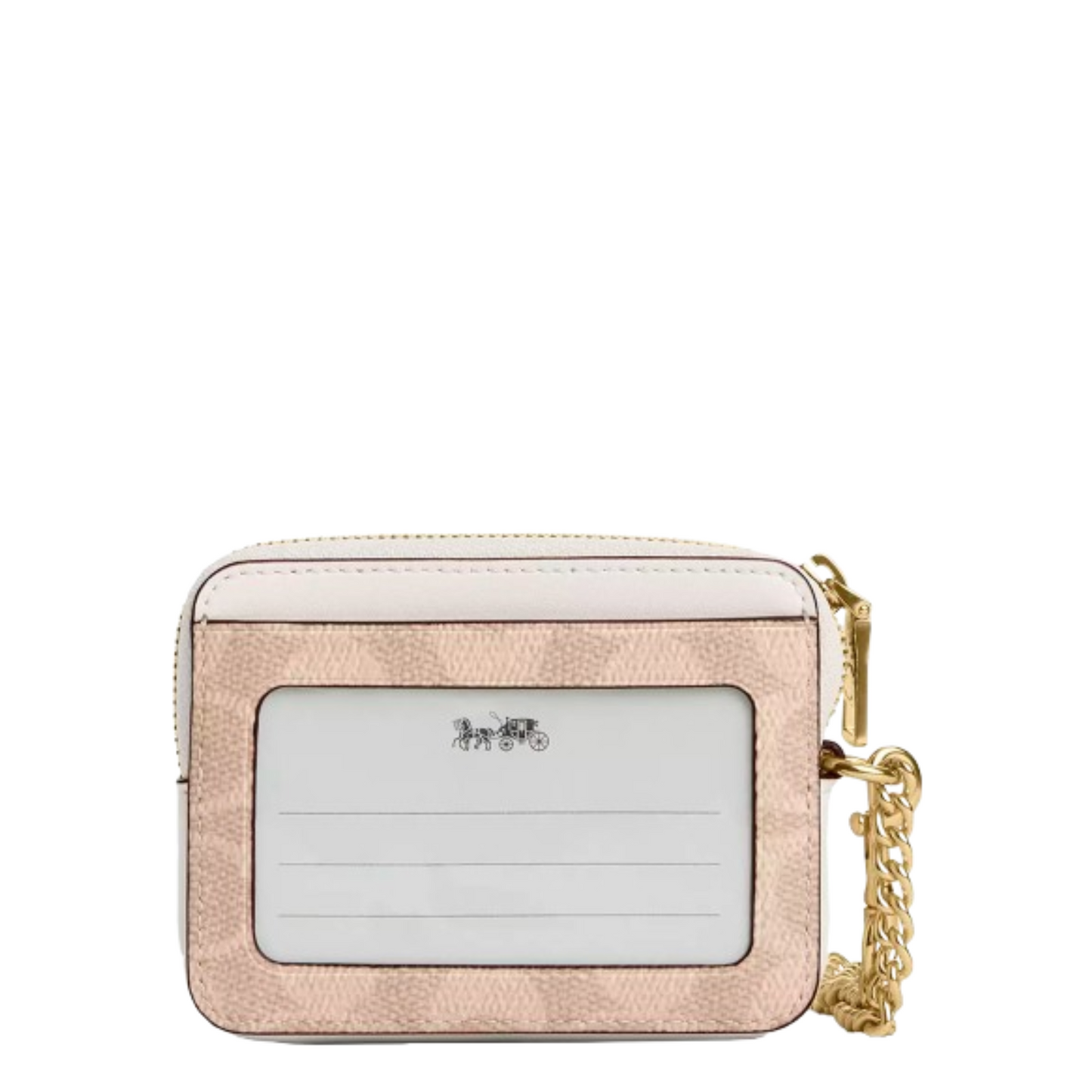 Monedero Coach Zip Card Case Signature Canvas Sand Chalk