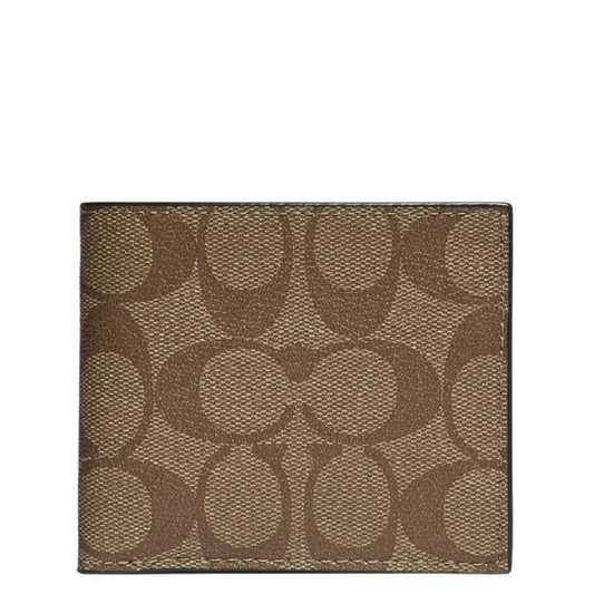 Cartera Coach Id Billfold Wallet In Signature Canvas Khaki