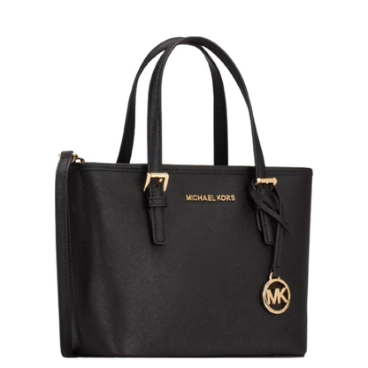 Bolsa Michael Kors Jet Set Travel Extra-Small Saffiano Leather Top-Zip Tote Bag Black