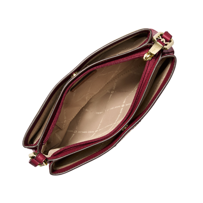 Bolsa Michael Kors Trisha Medium Pebbled Leather Crossbody Bag Cherry