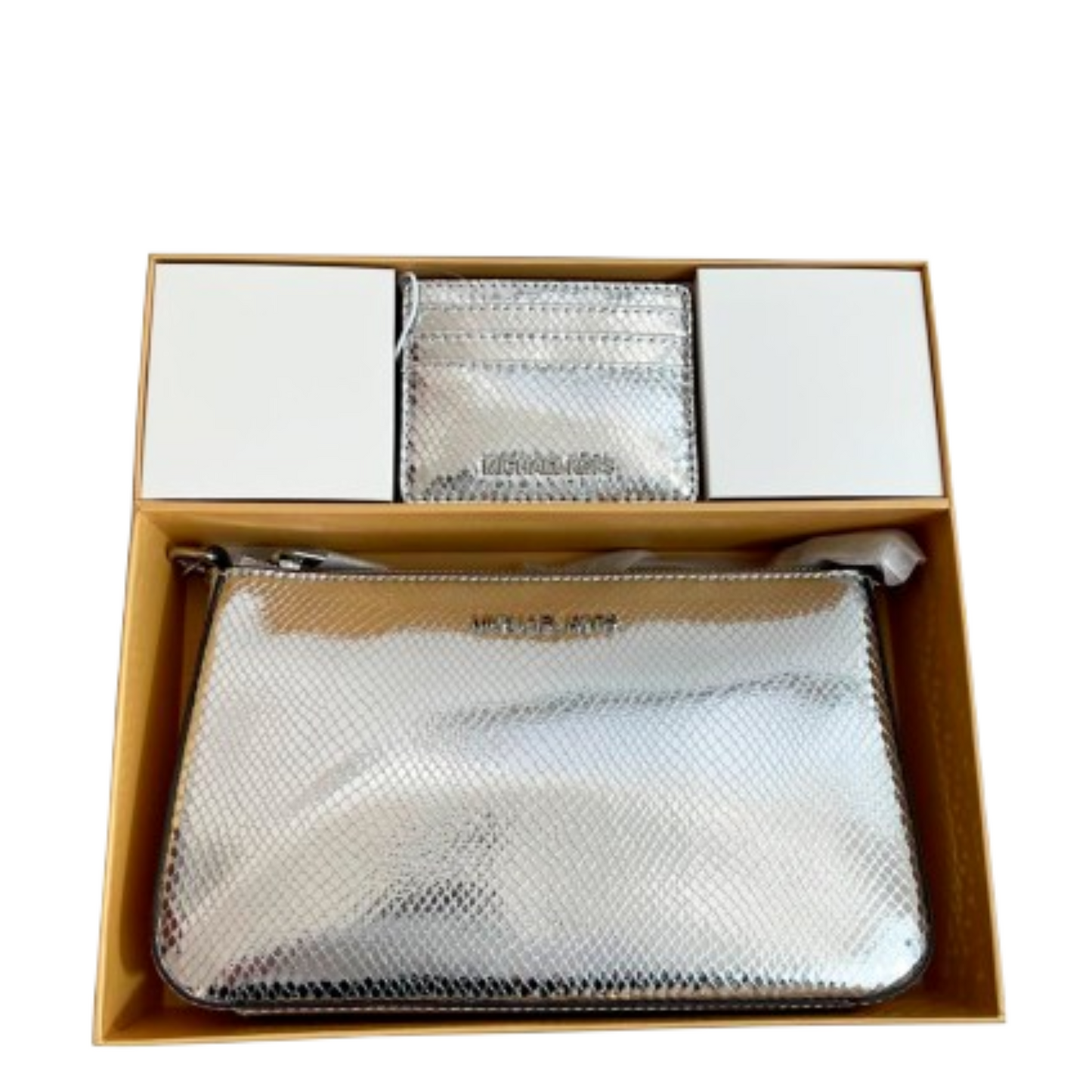 Bolsa Michael Kors Medium Pouch and Card Case Gift Set Silver