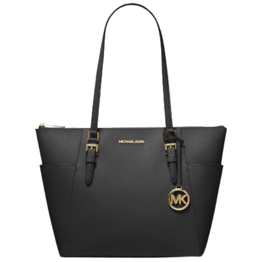 Bolsa Michael Kors Charlotte Large Saffiano Leather Top-Zip Tote Bag Black