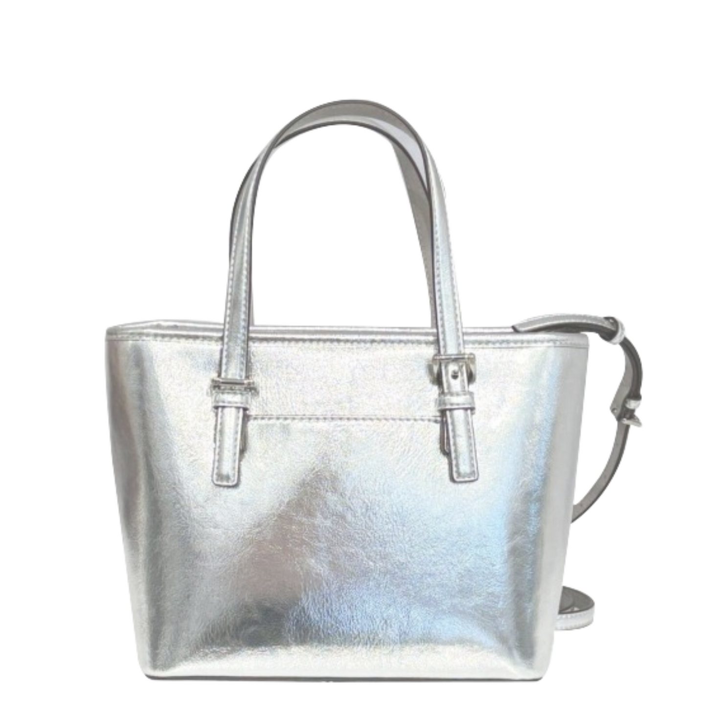 Bolsa Michael Kors Jet Set Travel Extra-Small Metallic Top-Zip Tote Bag Silver