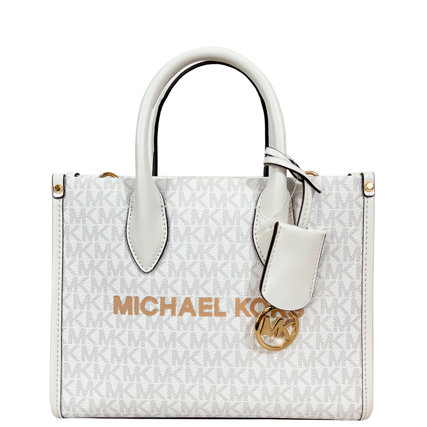 Bolsa Michael Kors Mirella Small Pebbled Logo Leather Crossbody Bag Chalk