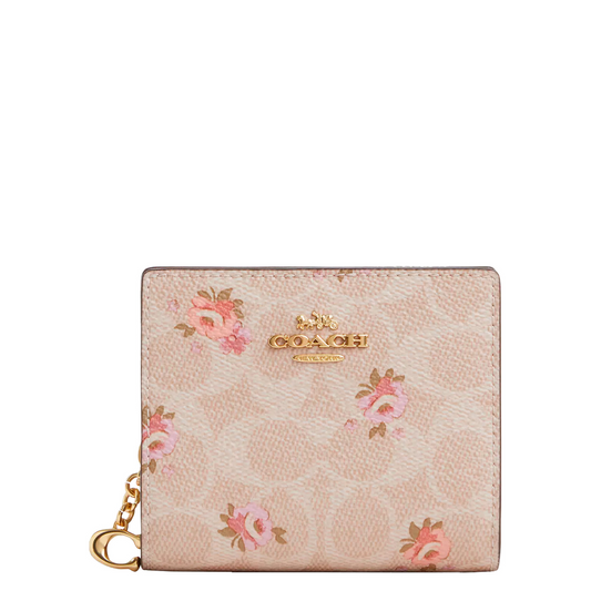 Cartera Coach Snap Wallet In Signature Canvas Sand Multi
