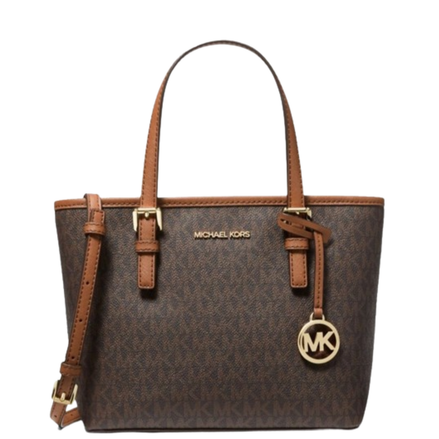 Bolsa Michael Kors Jet Set Travel Extra-Small Logo Top-Zip Tote Bag Brown