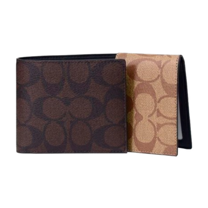 Cartera Coach 3 In 1 Wallet In Blocked Signature Canvas Mahogany Multi