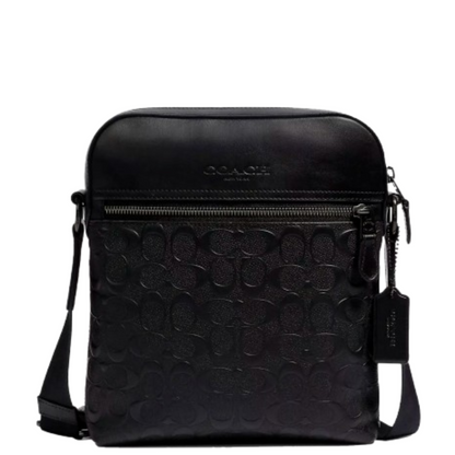 Bandolera Coach Houston Flight Bag In Signature Leather Black