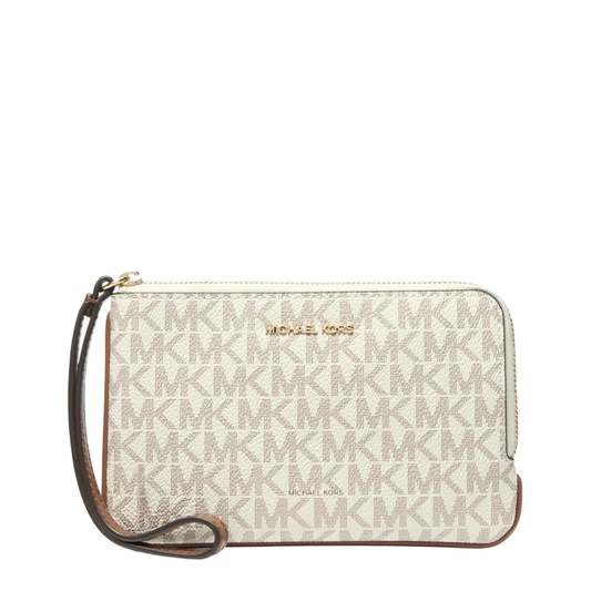 Monedero Michael Kors Jet Set Travel Small Signature Logo Wristlet Vanilla