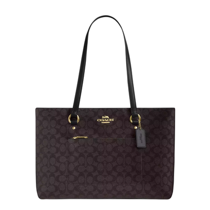 Bolsa Coach Station Tote Bag Signature Canvas Walnut Black