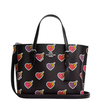 Bolsa Coach Mollie Tote Bag 25 With Heart Bolt Print Black Multi