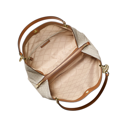 Bolsa Michael Kors Christina Large Signature Logo Shoulder Bag Vanilla