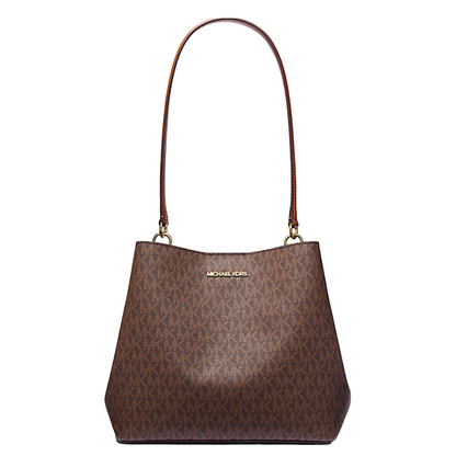 Bolsa Michael Kors Pratt Medium Signature Logo Shoulder Bag Brown