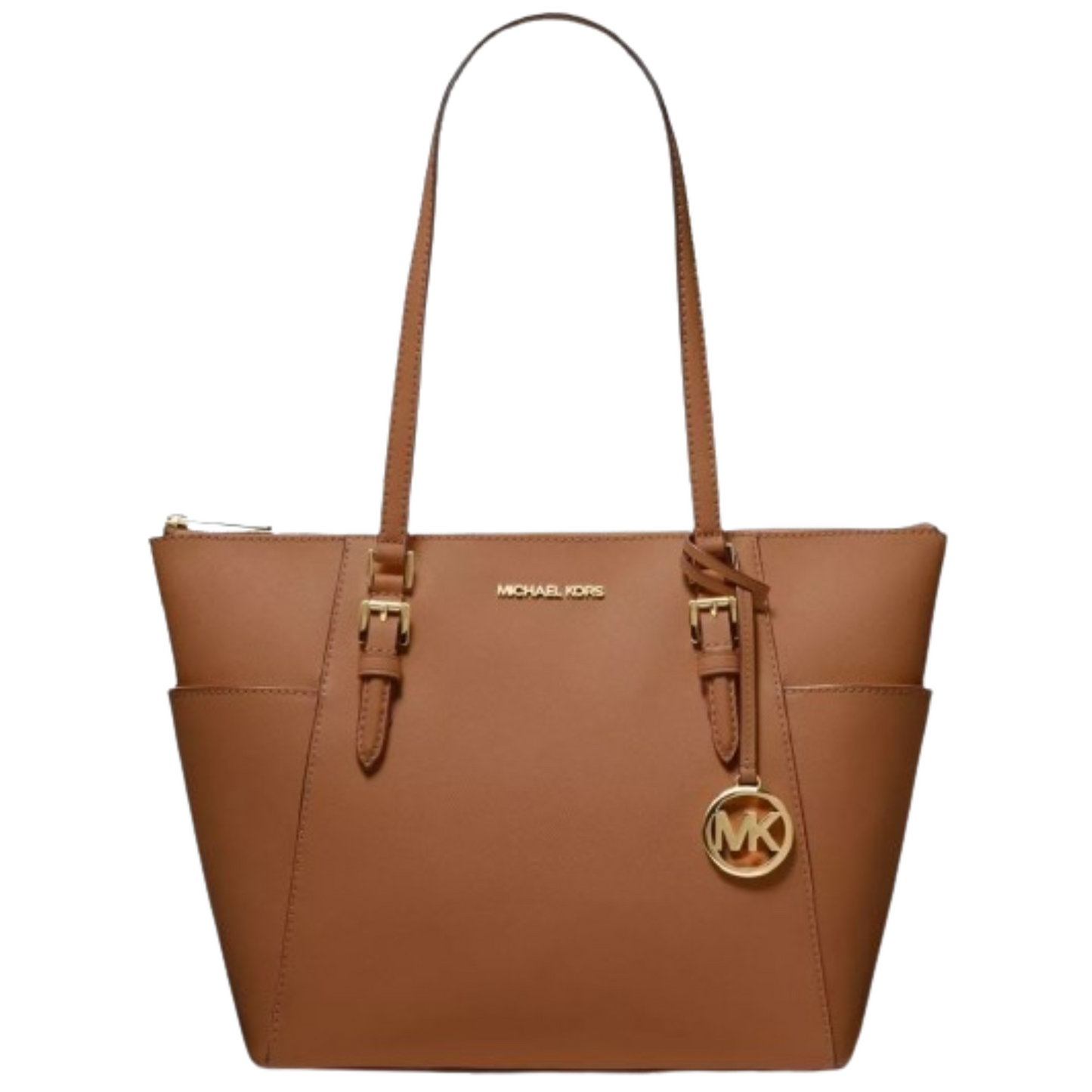 Bolsa Michael Kors Charlotte Top Zip Tote Luggage Saffiano Brown