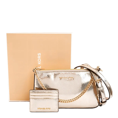 Bolsa Michael Kors Medium Pouch and Card Case Gift Set Pale Gold