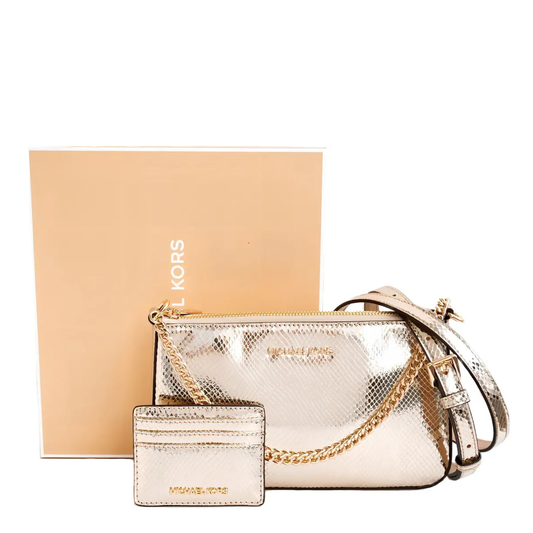 Bolsa Michael Kors Medium Pouch and Card Case Gift Set Pale Gold