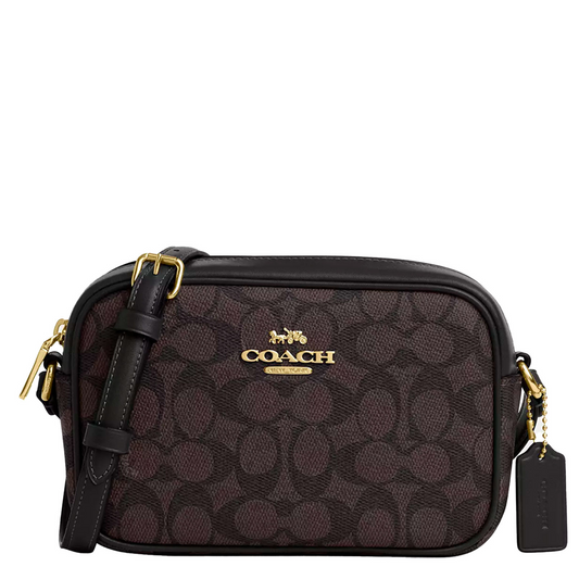 Bolsa Coach Mini Jamie Camera Bag In Signature Canvas Walnut Black