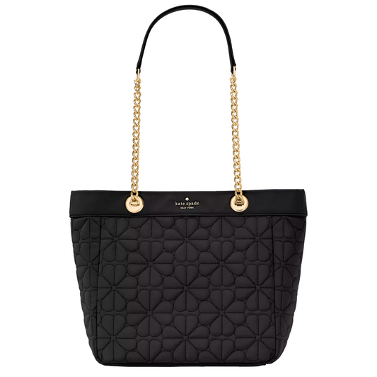 Bolsa Kate Spade Flower Quilted Fabric Medium Tote Black